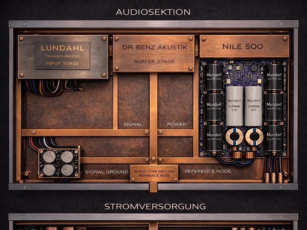 Audiosektion — Lundahl-Eingang, Signalführung, Mundorf